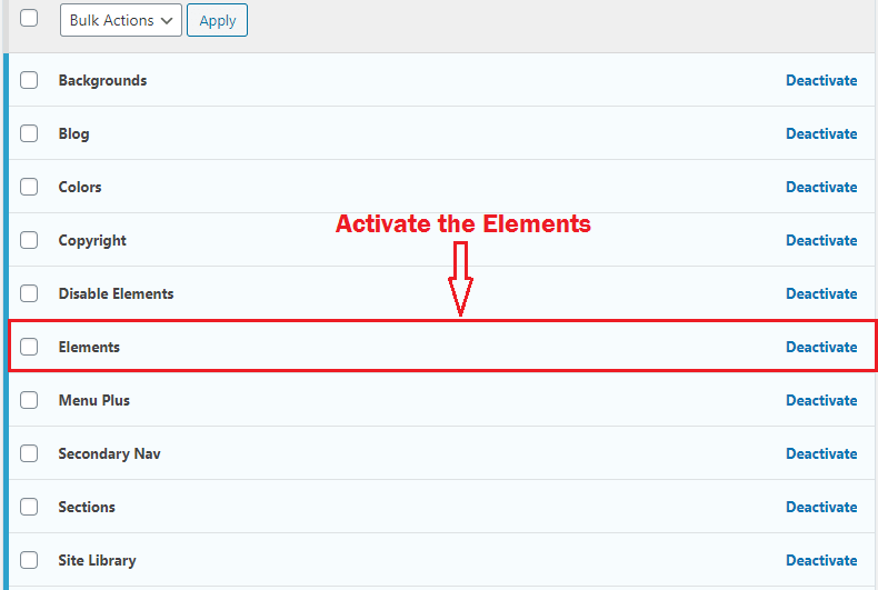 Activate Generatepress Elements Module