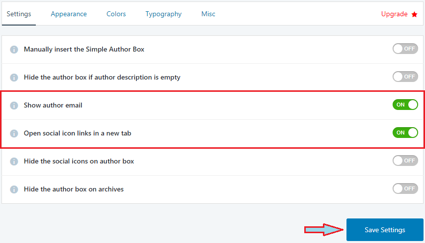 Simple Author Box Plugin Settings